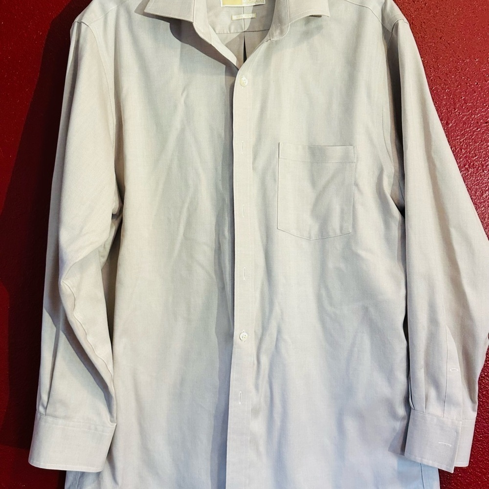 Michael Kors Men's Button Down Dress Shirt Size 16 32/33 IvoryTan